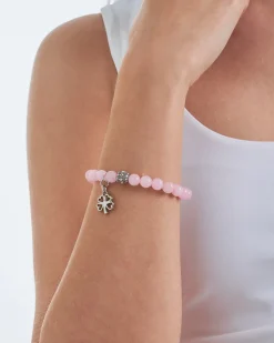 Armband - Rosenquarz / Kleeblatt