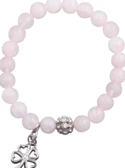 Armband - Rosenquarz / Kleeblatt