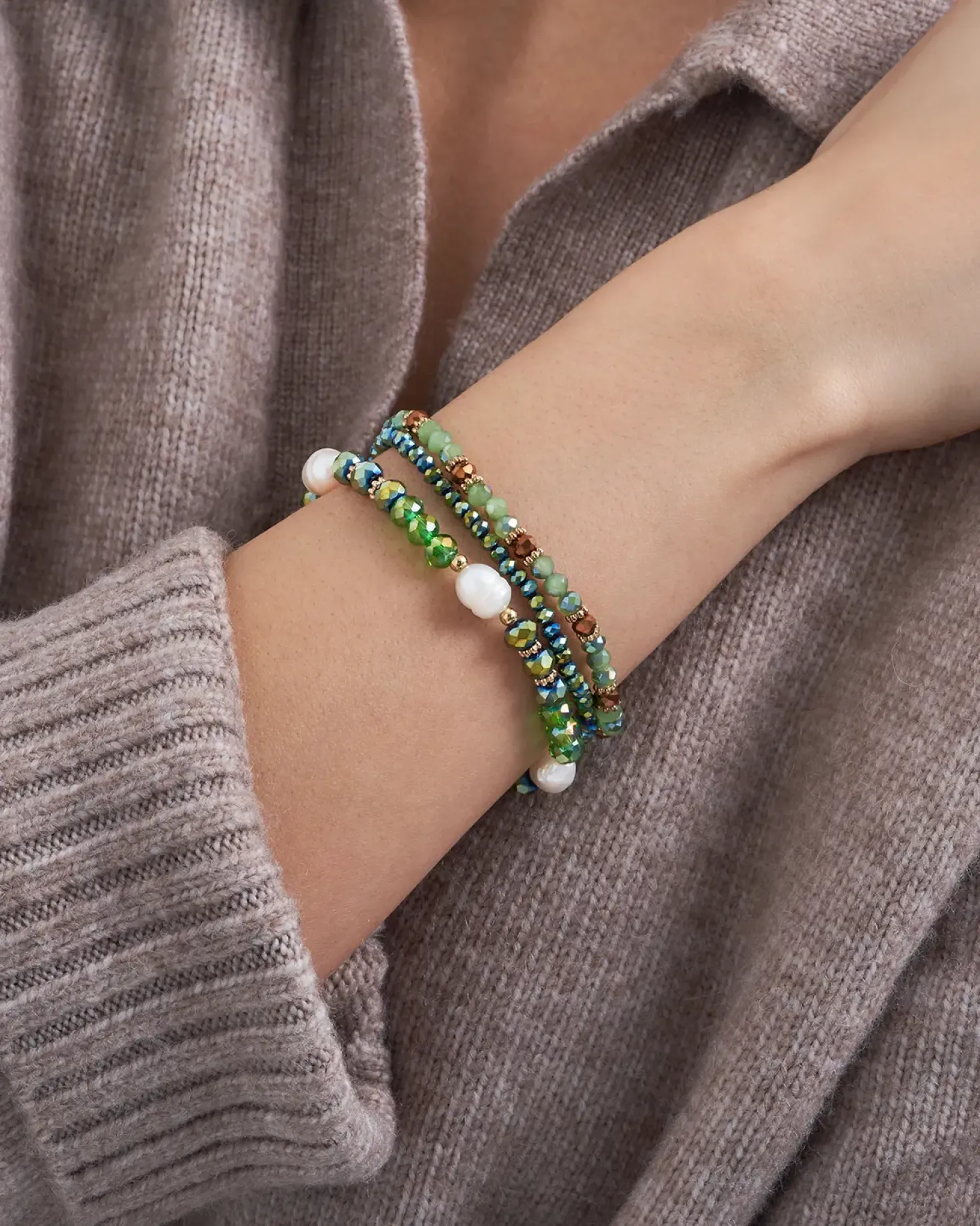 Armband-Set - Green Pearls