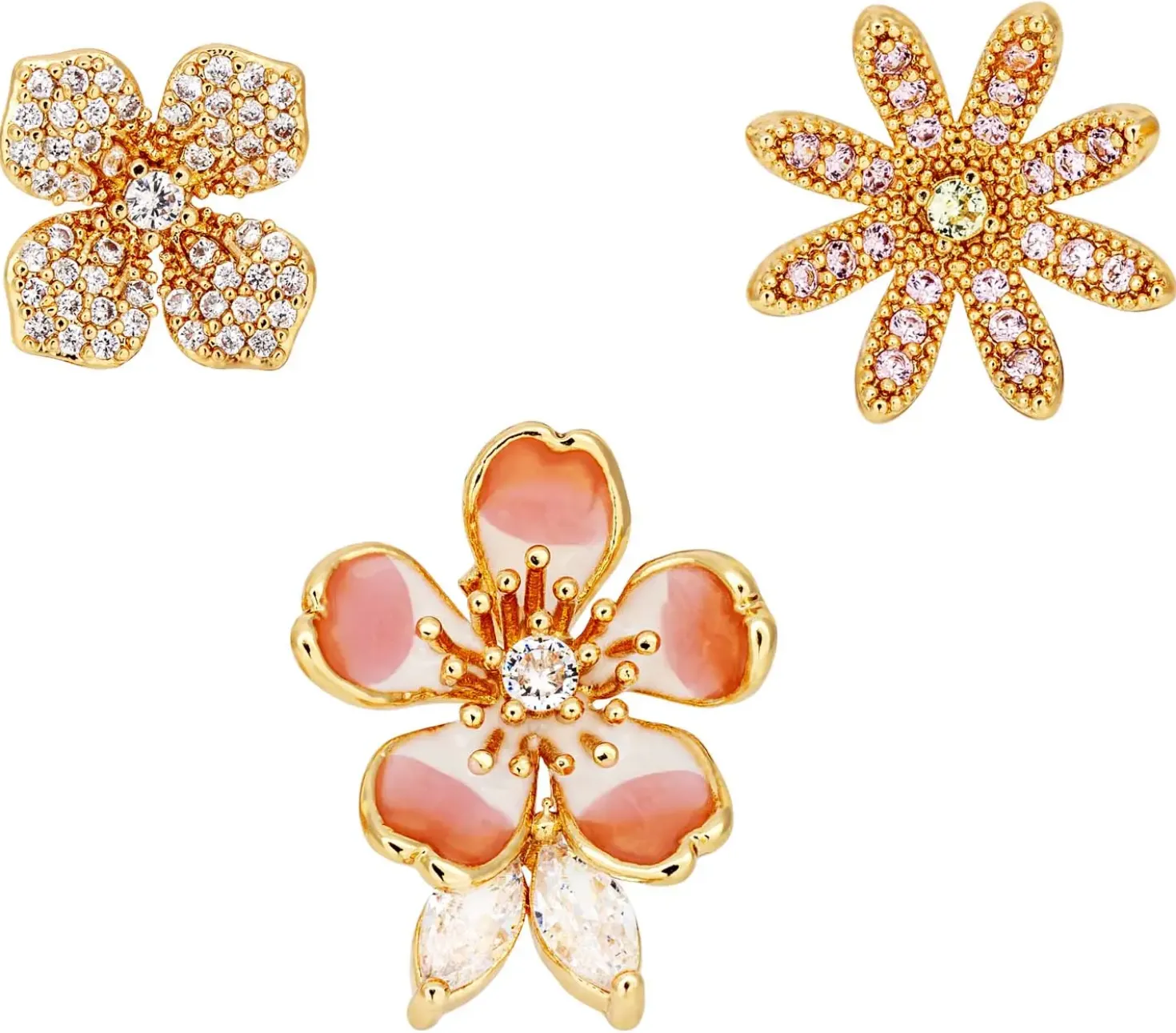 Broschen-Set - Glittering Flowers
