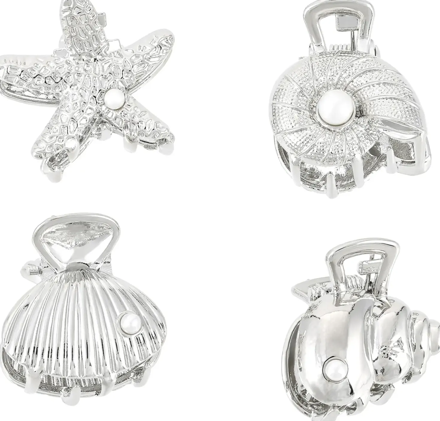 Haarklammer-Set - Silver Shells