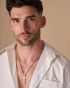 Herren Kette - Gold Cross