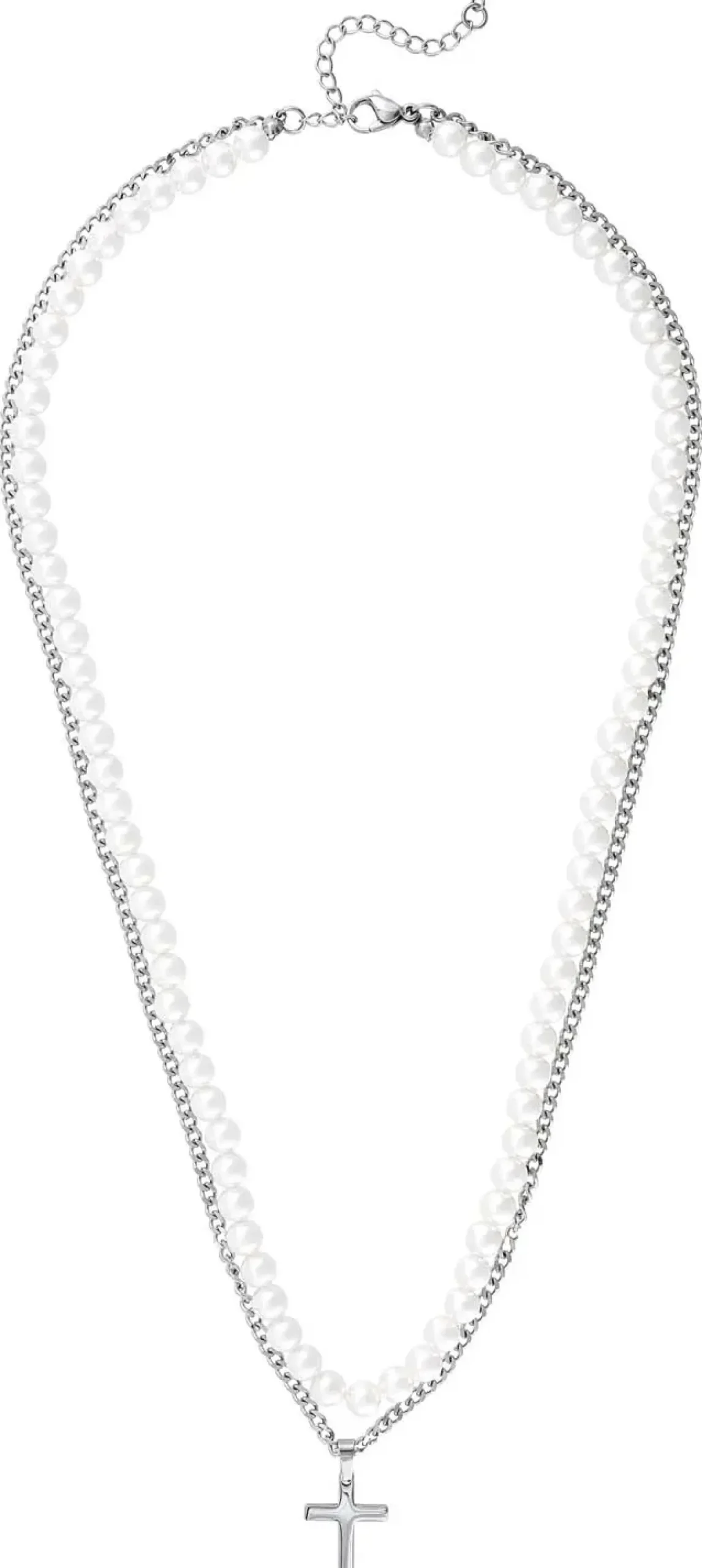Herren Layering Kette - White Pearls