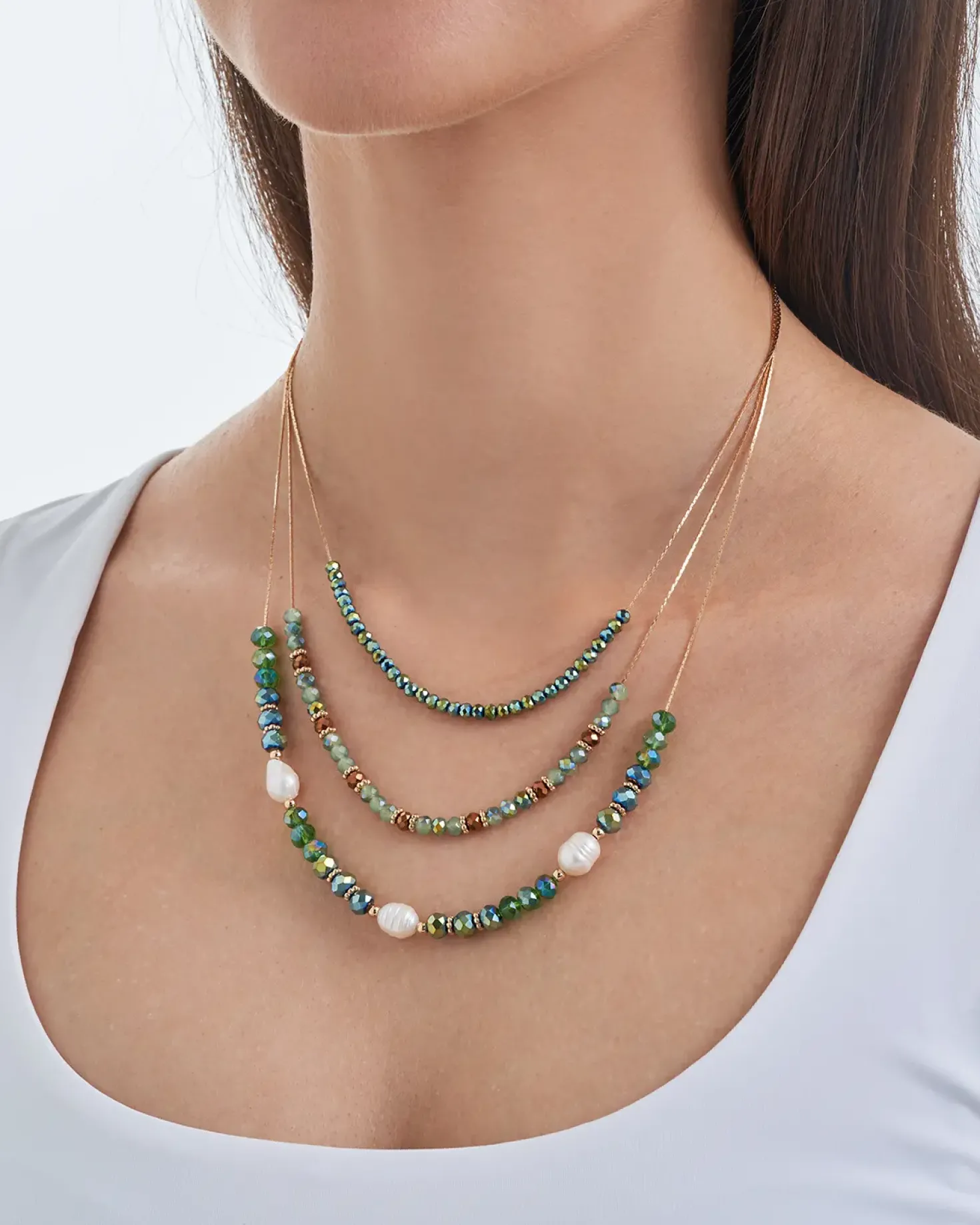 Layering Kette - Green Beads