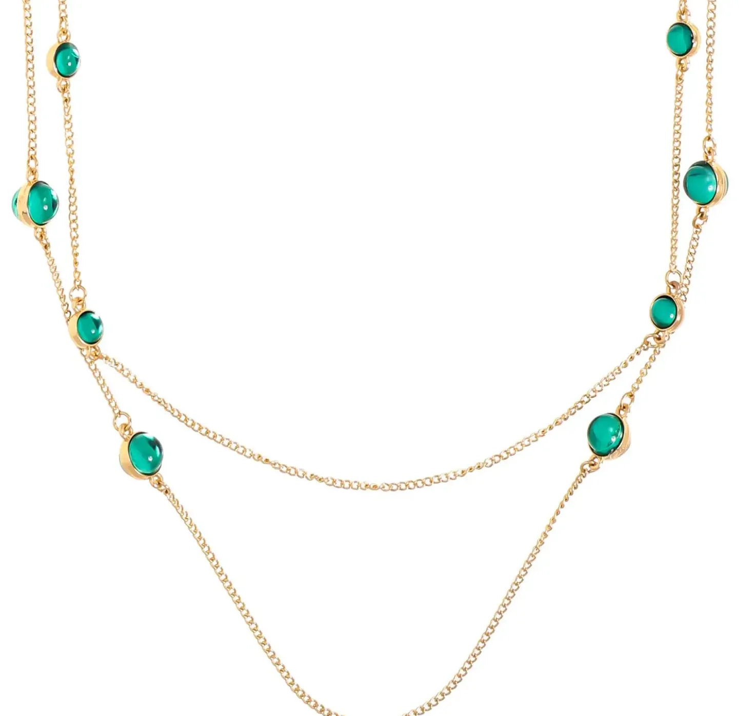 Layering Kette - Green Marble