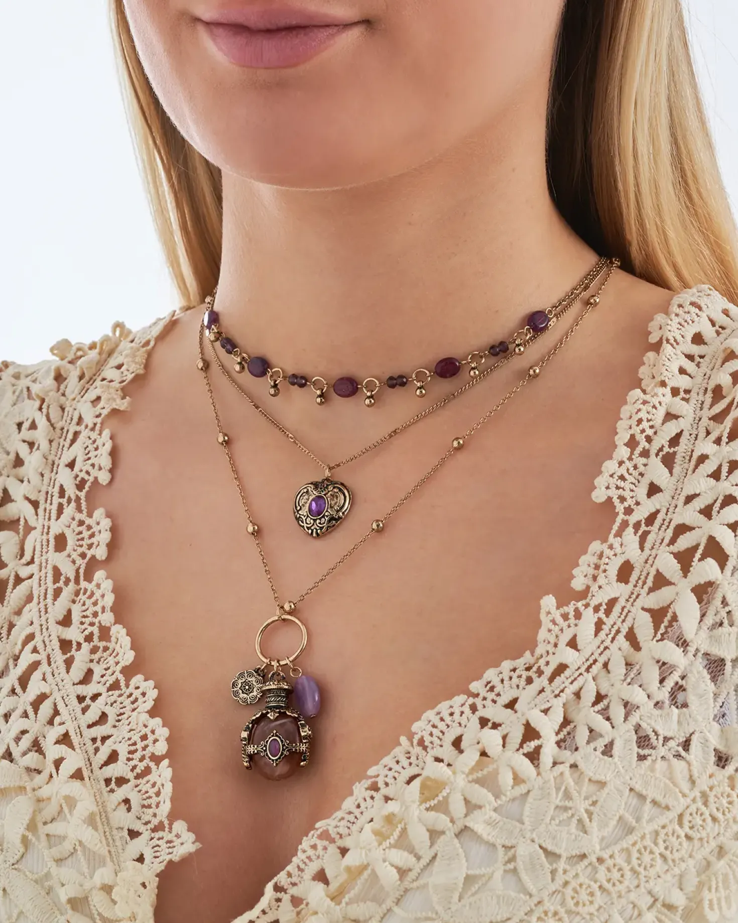 Layering Kette - Purple Boho