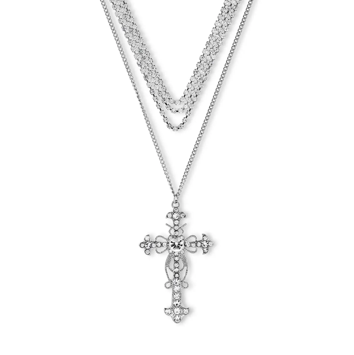 Layering Kette - Rhinestone Cross