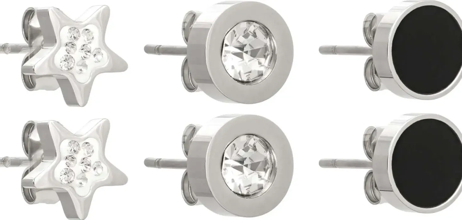 Ohrstecker-Set - Steel Stars